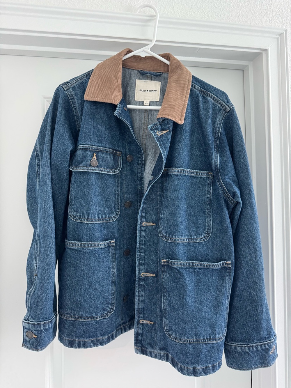 Lucky Brand Denim Jacket with Tan Corduroy Collar Size S